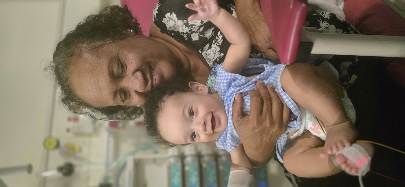 Mum and Matteo smiling through it all. Monitors on, spirit up.